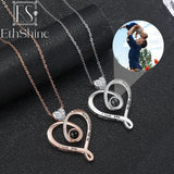 925 Silver Custom Photo Projection Necklace Love Heart Pendant