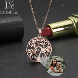925 Silver Tree Photo Necklace Projection Lover Family Gift Women