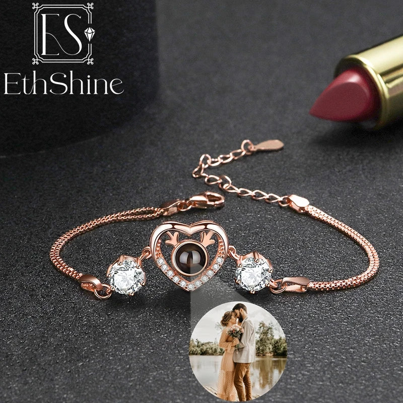 925 Silver Photo Bracelet Personalized Memorial Jewelry Women Gift