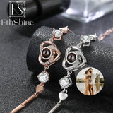 925 Silver Photo Bracelet Heart Pendant Personalized Memorial Jewelry