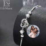 925 Silver Photo Bracelet Heart Pendant Personalized Memorial Jewelry