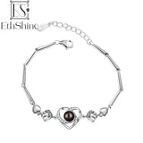 925 Silver Photo Bracelet Heart Pendant Personalized Memorial Jewelry