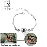 925 Silver Photo Bracelet Heart Pendant Personalized Memorial Jewelry