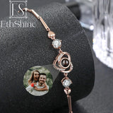 925 Silver Photo Bracelet Heart Pendant Personalized Memorial Jewelry