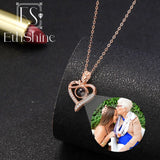 925 Silver Photo Projection Necklace Heart Pendant for Women