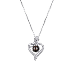 925 Silver Photo Projection Necklace Heart Pendant for Women