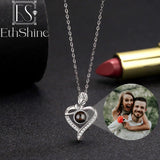 925 Silver Photo Projection Necklace Heart Pendant for Women