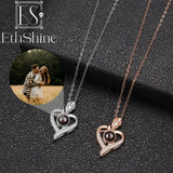 925 Silver Photo Projection Necklace Heart Pendant for Women