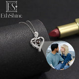 925 Silver Photo Projection Necklace Heart Pendant for Women