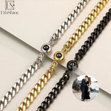 Personalized Circle Pendant Photo Bracelet for Couples