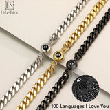 Personalized Circle Pendant Photo Bracelet for Couples
