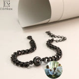 Personalized Circle Pendant Photo Bracelet for Couples