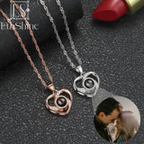 EthShine Heart Photo Necklace 100 Languages I Love You Sterling Silver Pendant
