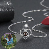 EthShine Heart Photo Necklace 100 Languages I Love You Sterling Silver Pendant