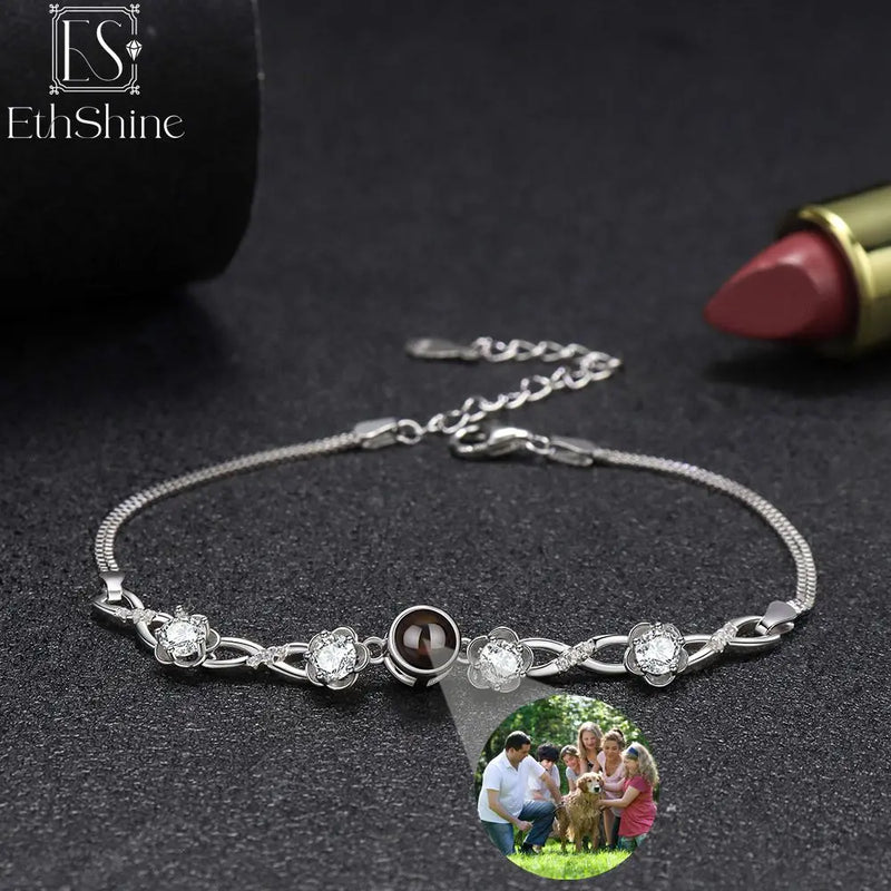 EthShine Photo Bracelet for Women Sterling Silver Personalized Picture Bracelet