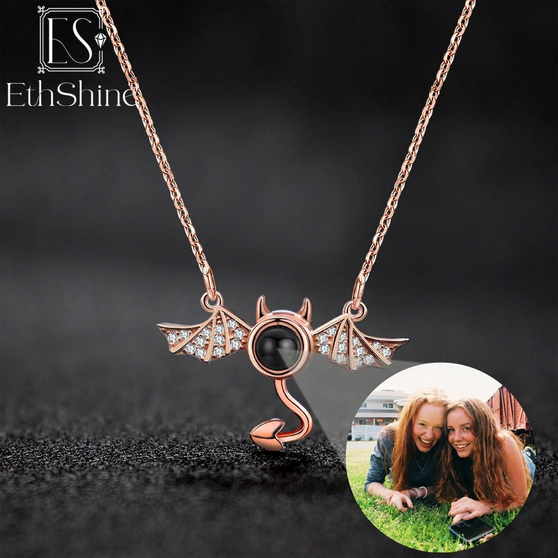 EthShine Photo Projection Pendant Necklace 925 Sterling Silver