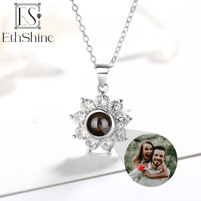 EthShine 925 Silver Photo Necklace for Women Personalized Jewelry