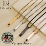 Personalized Photo Necklace for Men Custom 3D Bar Projection Necklace for Him