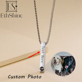 Personalized Photo Necklace for Men Custom 3D Bar Projection Necklace for Him