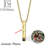Personalized Photo Necklace for Men Custom 3D Bar Projection Necklace for Him