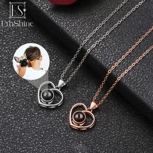 EthShine Heart Projection Necklace 925 Sterling Silver Romantic Gift