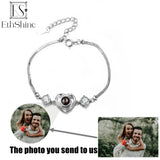 925 Silver Heart Bracelet Photo Projection Personalized Bangle