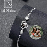 925 Silver Heart Bracelet Photo Projection Personalized Bangle