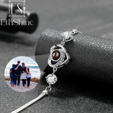 925 Silver Heart Bracelet Photo Projection Personalized Bangle