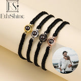 EthShine Personalized Circle Photo Projection Bracelet - Couples Christamas Gift