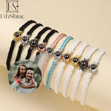 EthShine Personalized Circle Photo Projection Bracelet - Couples Christamas Gift