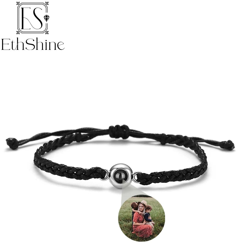 EthShine Personalized Circle Photo Projection Bracelet - Couples Christamas Gift