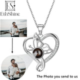 925 Silver Photo Projection Necklace Heart Pendant Jewelry