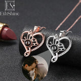 925 Silver Photo Projection Necklace Heart Pendant Jewelry