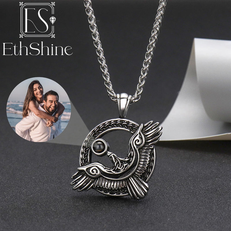 EthShine Personalized Projection Necklace Men Photo Necklace Pendant