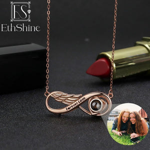 EthShine Personalized Projection Photo Necklace 925 Silver Infinity Pendant Gift