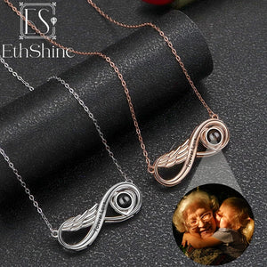 EthShine Personalized Projection Photo Necklace 925 Silver Infinity Pendant Gift