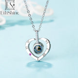 EthShine Picture Necklace 925 Silver Heart Projection Pendant