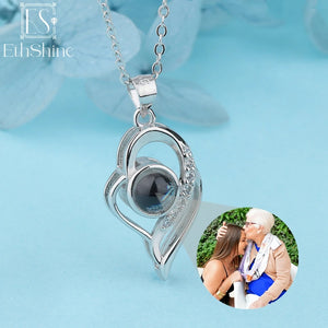 EthShine Personalized Heart Photo Projection Necklace