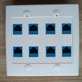 Ethernet Wall Plate 8 Port Double Cat6 RJ45 Network Faceplate