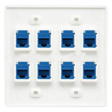 Ethernet Wall Plate 8 Port Double Cat6 RJ45 Network Faceplate