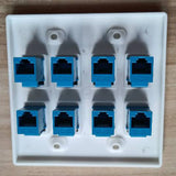 Ethernet Wall Plate 8 Port Double Cat6 RJ45 Network Faceplate