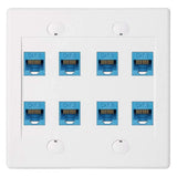 Ethernet Wall Plate 8 Port Double Cat6 RJ45 Network Faceplate