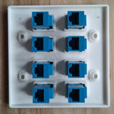 Ethernet Wall Plate 8 Port Double Cat6 RJ45 Network Faceplate