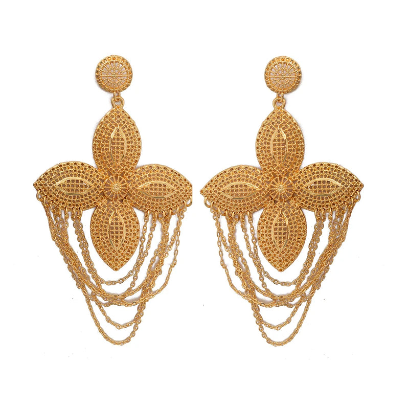 Ethiopia Africa Dubai Earrings for Women Metal Wedding Jewelry