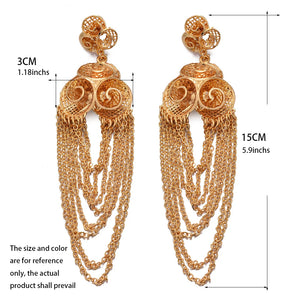 Ethiopia Dubai 24k Long Earrings For Women African Party Wedding Gift