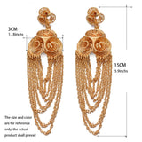 Ethiopia Dubai 24k Long Earrings For Women African Party Wedding Gift