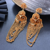 Ethiopia Dubai 24k Long Earrings For Women African Party Wedding Gift