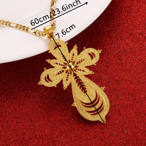 Ethiopian Big Cross Pendant Necklace for Women Eritrea Jewelry