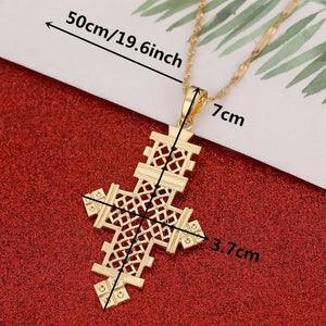 Ethiopian Big Cross Pendant Necklaces for Women Men