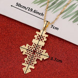 Ethiopian Big Cross Pendant Necklaces for Women Men